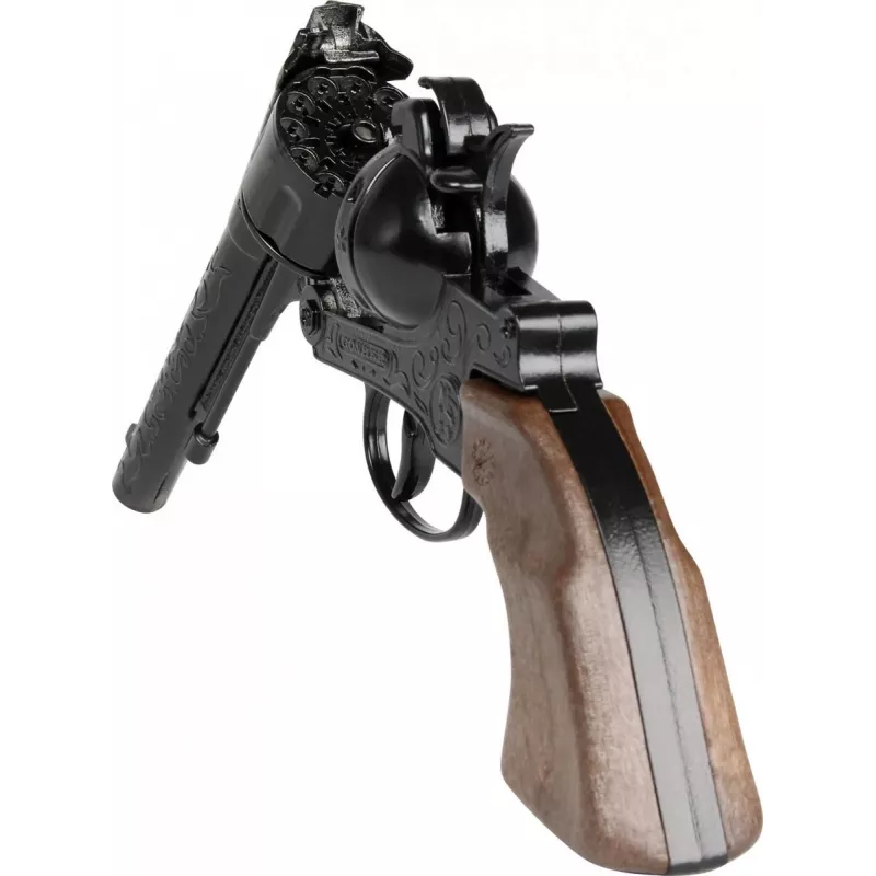 Pulio Metal Cowboy Revolver Gonher — metalinis žaislinis revolveris su kapsulėmis, modelis 155122/6