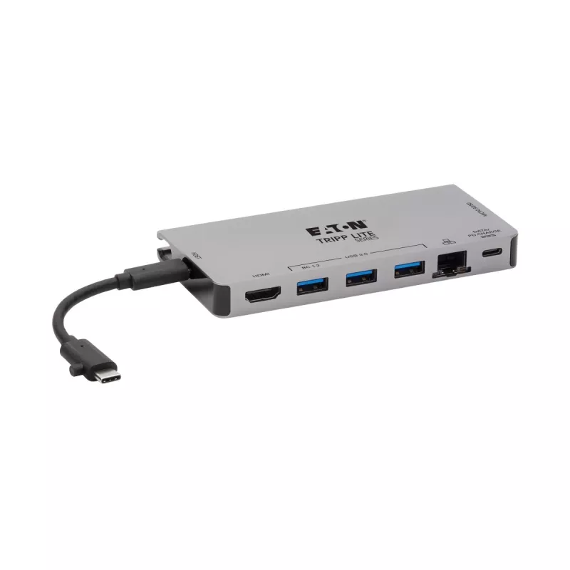 USB-C Dock - 4K HDMI, USB 3.2 Gen 1, USB-A Hub, GbE, atminties kortelė, 100W PD įkrovimas, nuimamas laidas U442-DOCK5D-GY