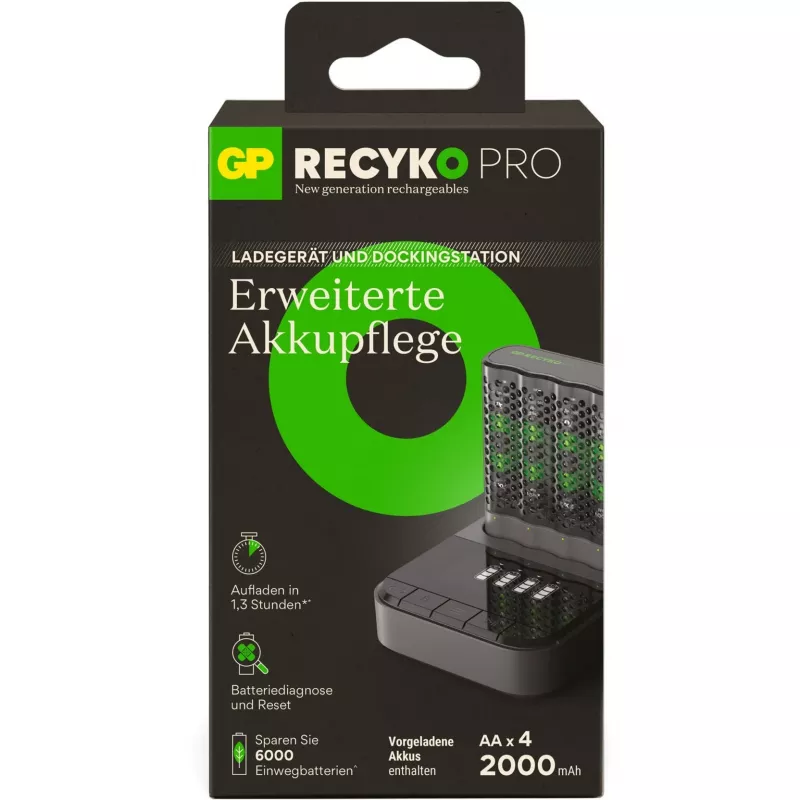 GP ReCyko Pro P461 AA/AAA akumuliatorių įkroviklis su D461 doko stotele