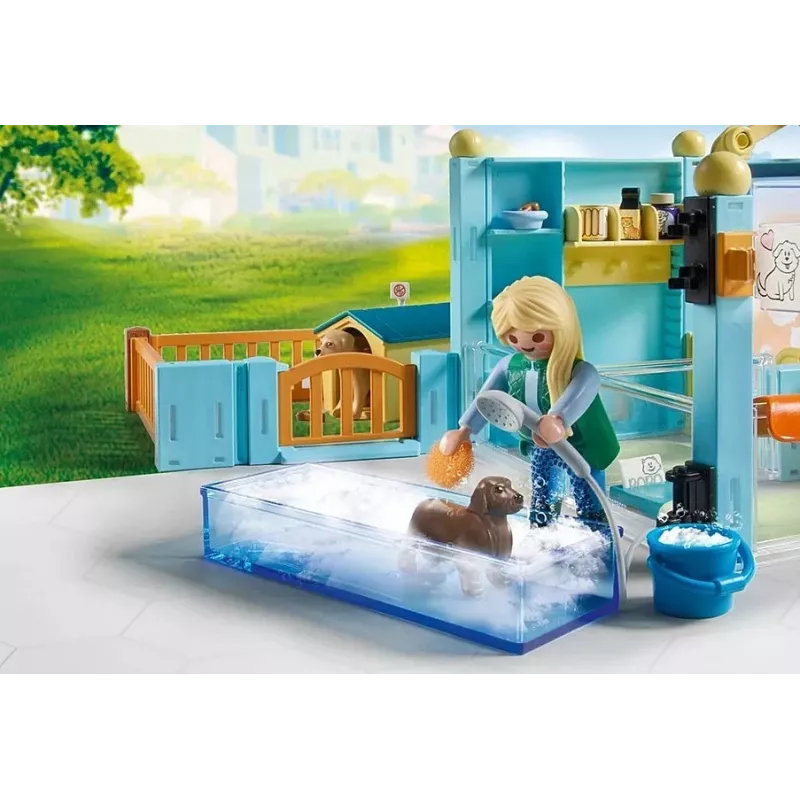 PLAYMOBIL žaidimų rinkinys My Life 71742 Gyvūnų viešbutis su figūrėlėmis – žaidimų rinkinys su viešbučio pastatu ir gyvūnų figūrėlėmis
