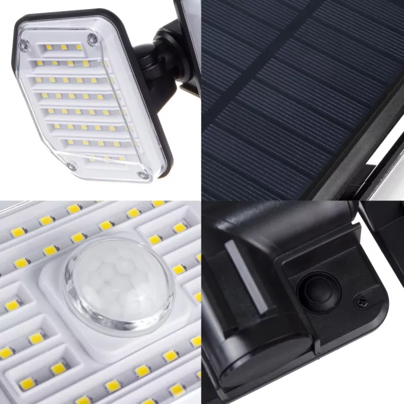 Maclean IP65 saulės energijos LED lempa su judesio ir prieblandos-šviesos jutikliu IP65 4W 320lm 4000K Li-ion 1200 mAh 3 darbo režimai prožektorius apsaugai sodui įėjimui HQ