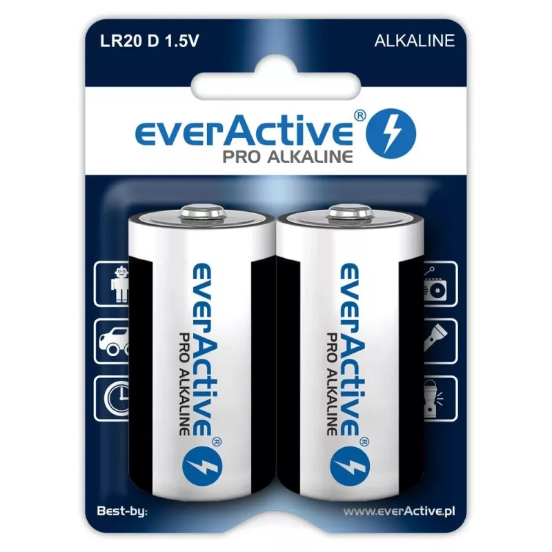 everActive Pro šarminės baterijos LR20 D - 2 vnt. blisterinė kortelė