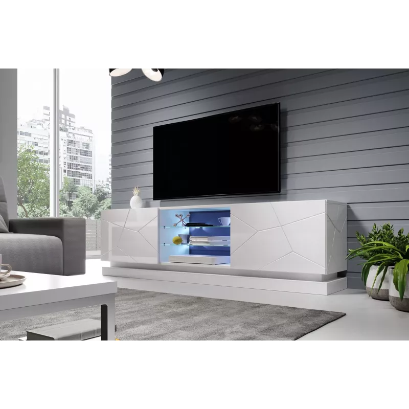 Cama TV spintelė QIU 200 MDF baltas blizgus/baltas blizgus