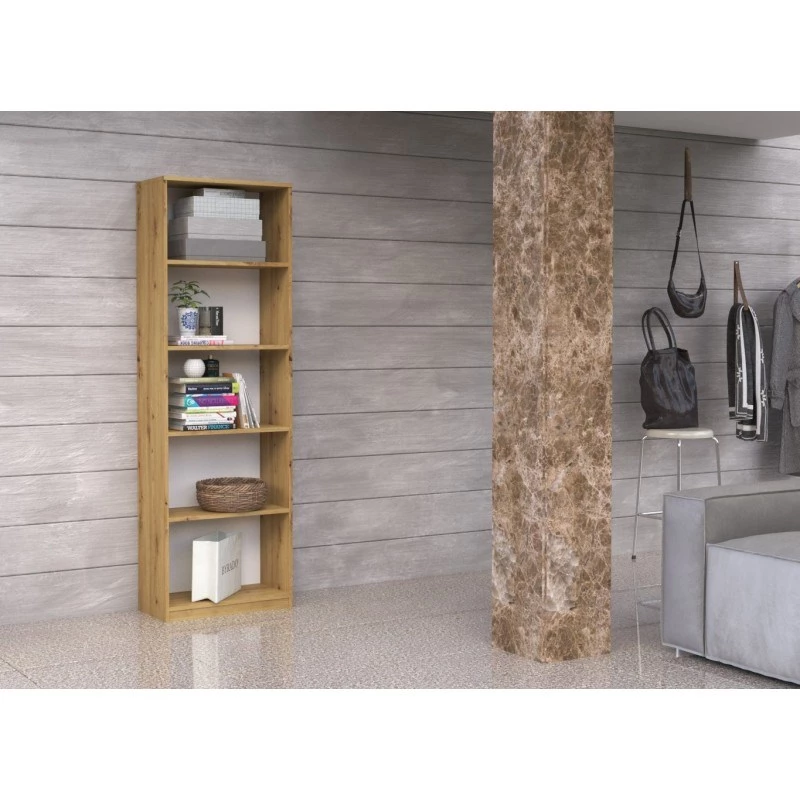 Topeshop R40 ARTISAN biuro knygų spinta, ąžuolas, 5 lentynos, 400×300×1820 mm, medžio drožlių plokštės rėmas