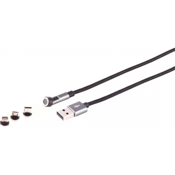 Magnetinis 3-in-1 USB-A laidas ShiverPeaks S/CONN 540° 7 kontaktų, 1,0 m