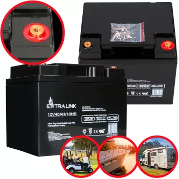 UPS baterija Extralink Accumulator AGM 12V 45Ah — sandari švino rūgštinė (VRLA), 1 vnt., juoda
