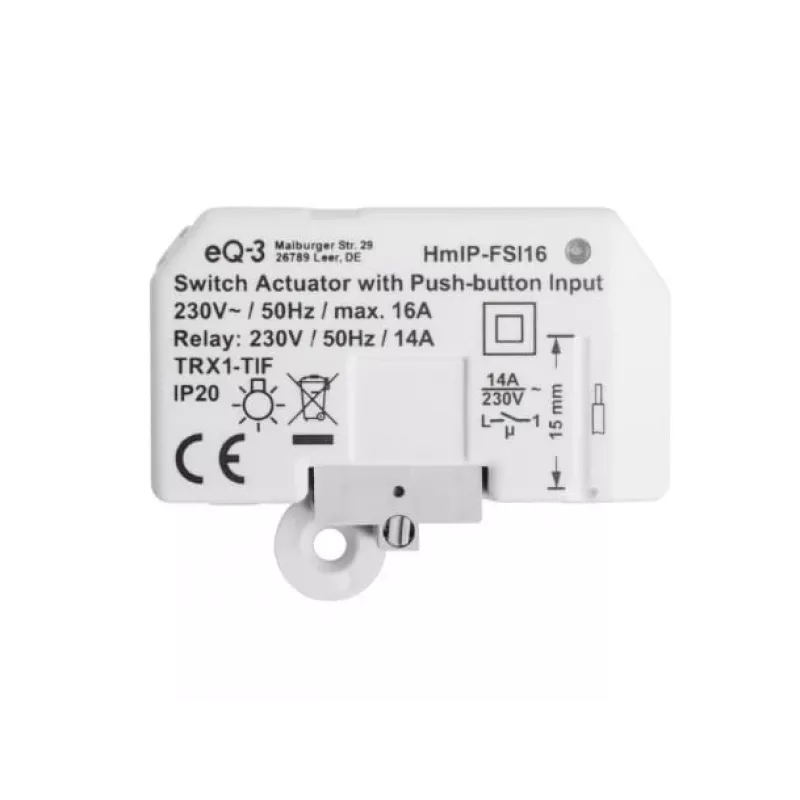 Šviesos jungiklis Homematic IP HMIP-FSI16, baltas, mygtukų valdymas, 54×33×41 mm