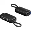 5 000 mAh maitinimo baterija, integruotas USB-C laidas 13 cm, 20 vatų (juoda, 5 Ah, 1x USB-A, 1x USB-C, PD, QC)