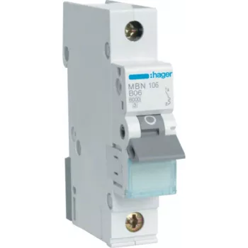 Hager MBN106. Kintamosios srovės įėjimo dažnis: 50/60 Hz, Nominali išėjimo srovė: 6 A (MBN106)