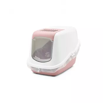 Uždara kačių tualeto dėžutė Savic Nestor White-Pink, su gaubtu, 56×39×38,5 cm