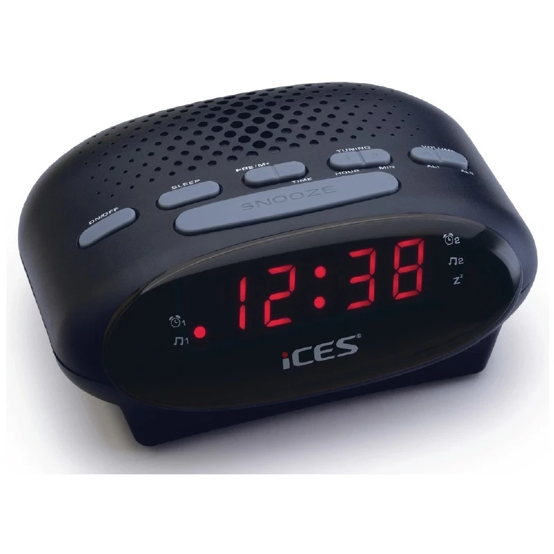 LENCO ICR-210 FM radijo laikrodis ir radijo žadintuvas, juodas