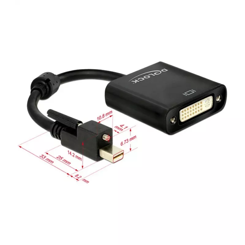 Vaizdo kabelio adapteris DeLOCK 62639 Mini DisplayPort - DVI-I 0,25 m juodas