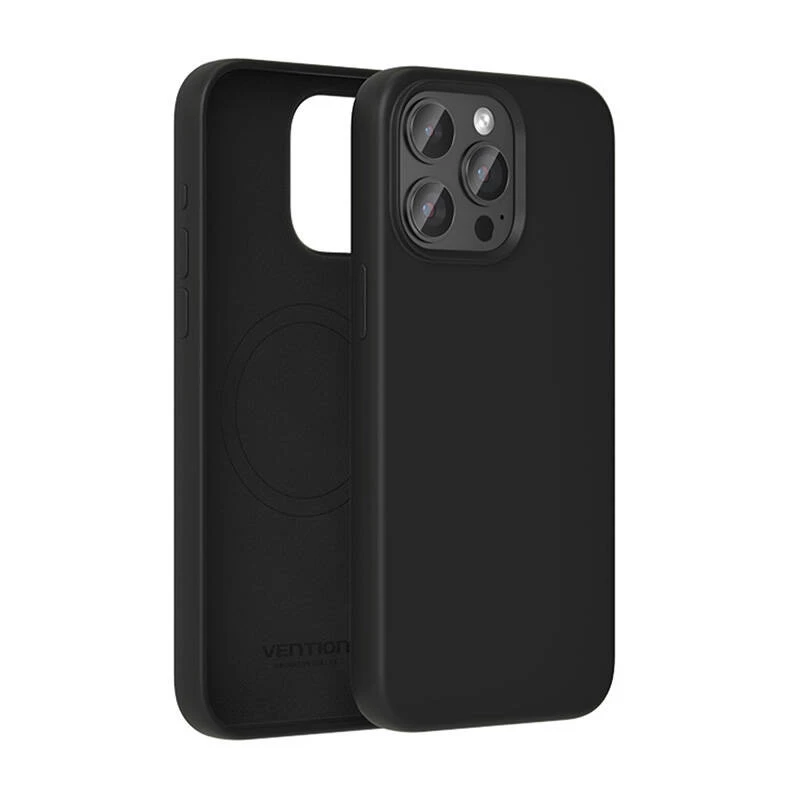 Telefono silikoninis dėklas Vention KUFB0-30, skirtas iPhone 15 Pro, juodas, plona minkšta apsauga