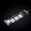 USB šakotuvas Aukey CB-H36 — 4 prievadų USB 3.2 Gen 1 Type-A, prieglobos USB 2.0, 5000 Mbit/s, aliuminis sidabrinis