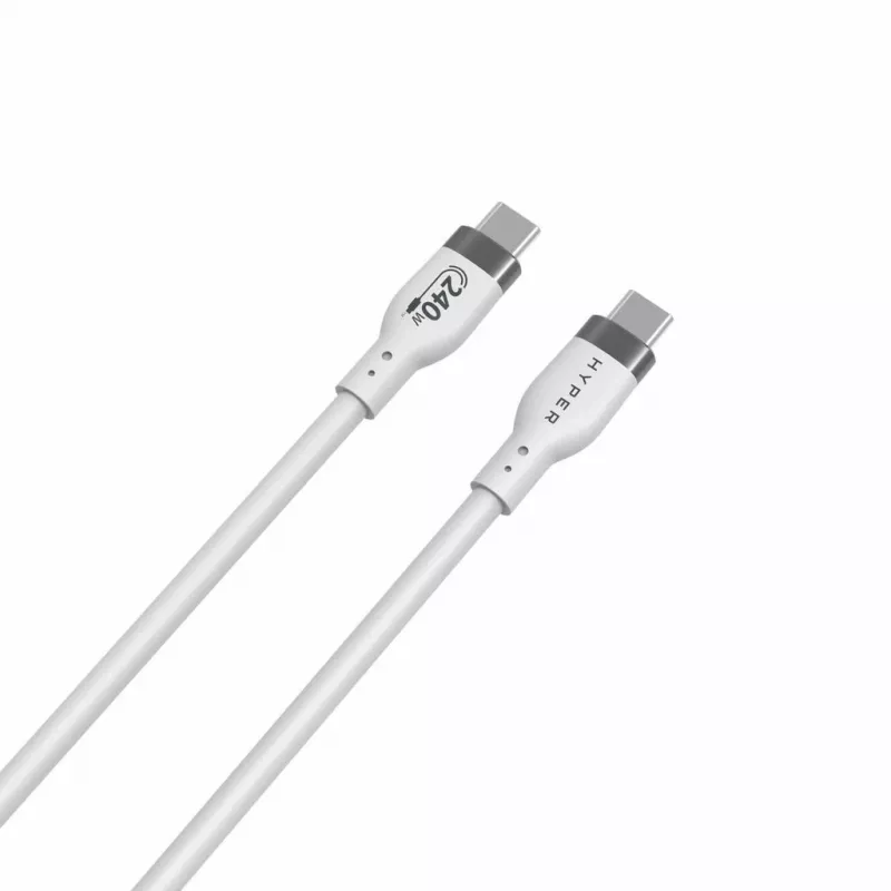 HYPER HyperJuice 240W Silikoninis USB-C į USB-C laidas (3 pėdos/1 m) - Baltas