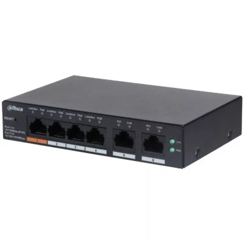 Dahua Technology DH-CS4006-4ET-60 tinklo komutatorius Valdomas L2 Gigabit Ethernet (10/100/1000) Power over Ethernet (PoE) Juoda