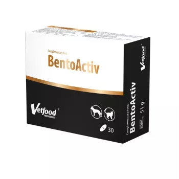 Vetfood BentoActiv kapsulės nuo viduriavimo ir virškinimo sutrikimų šunims ir katėms, 30 kapsulių, 50 g