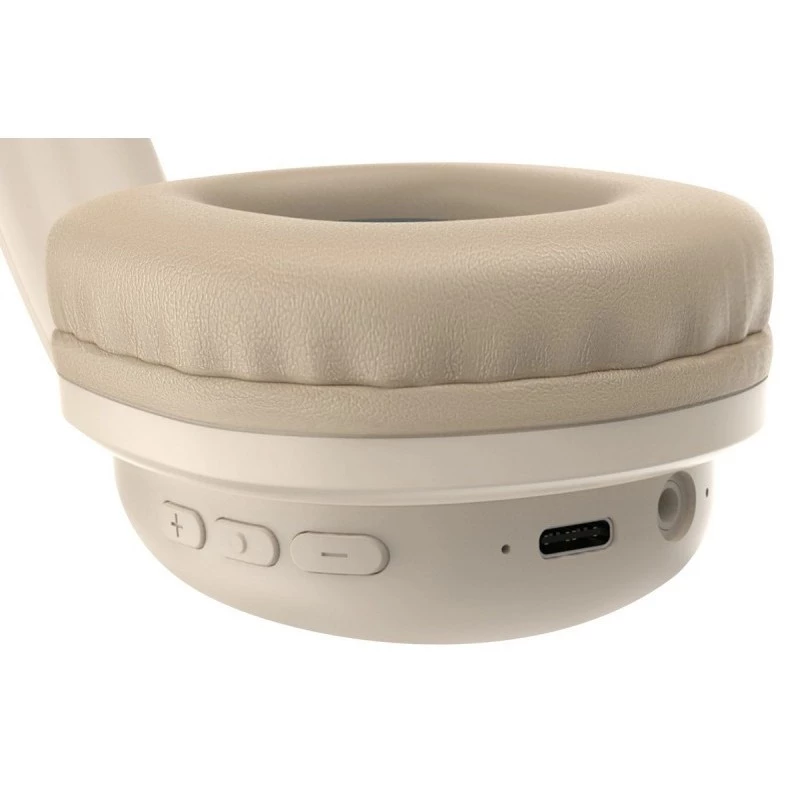 Belaidės ant ausų dedamos ausinės DEFENDER EEMOTION B640 BEIGE — binaurinės, uždara akustinė sistema, USB-C, AUX, 20–20000 Hz, 105 dB