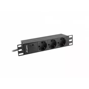 Lanberg PDU-03E-0200-BK maitinimo paskirstymo blokas (PDU) 3 kintamosios srovės lizdai 1U juoda