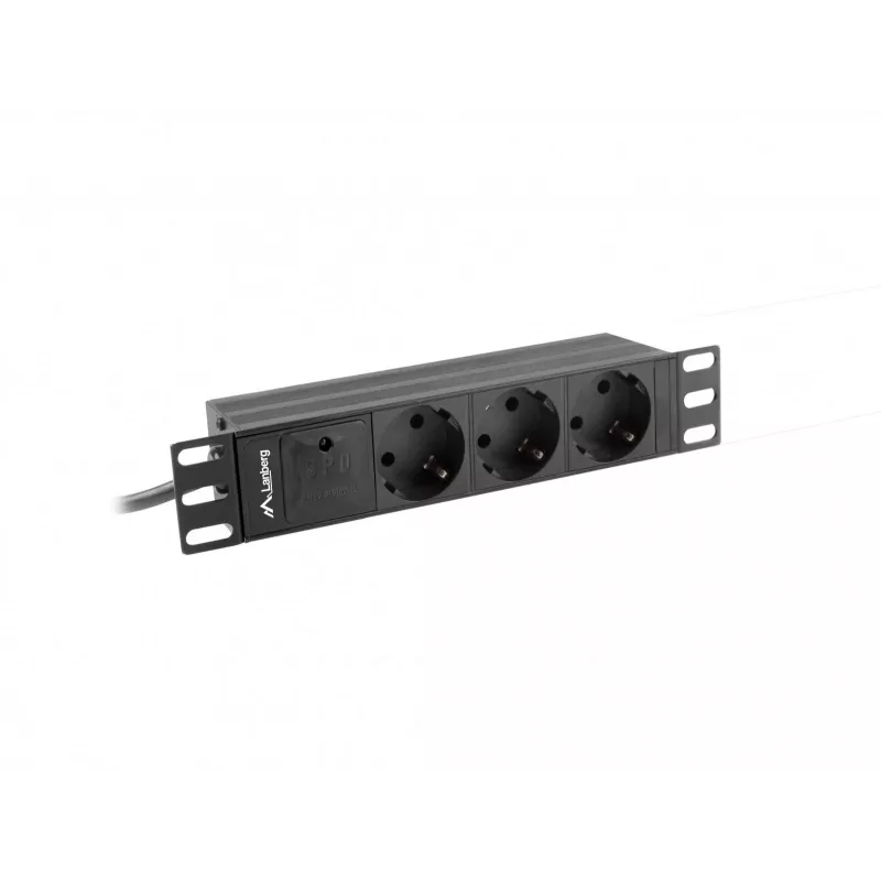 Lanberg PDU-03E-0200-BK maitinimo paskirstymo blokas (PDU) 3 kintamosios srovės lizdai 1U juoda