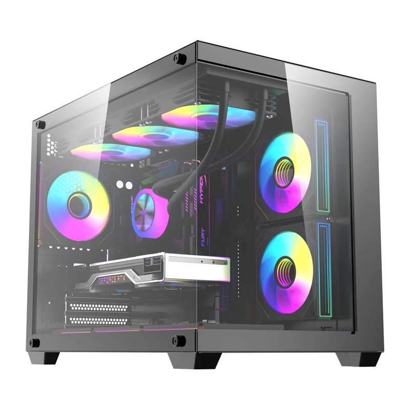 Kompiuterio korpusas DarkFlash B275 PRO (juodas) su 6 komplektuojamais aušinimo ventiliatoriais