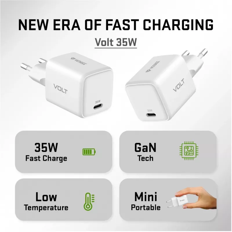 USB C 35W 3A Power delivery 3.0 QC 3.0 sieninis įkroviklis, baltas