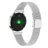 Išmanusis laikrodis ORO-MED ORO-SMART CRYSTAL Sidabrinė — apvalus metalinis korpusas, LCD 240×198, 1,04 colio ekranas, Bluetooth 4.0, atsparus vandeniui, 120 mAh baterija