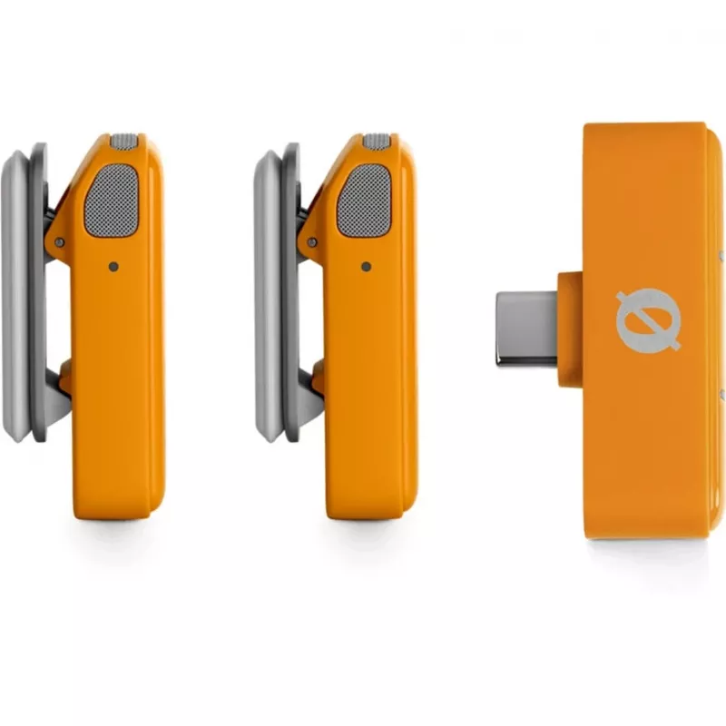 Belaidis mikrofonas Rode Wireless Micro (WIMICROCORA) – kompaktiška belaidė mikrofonų sistema, oranžinė