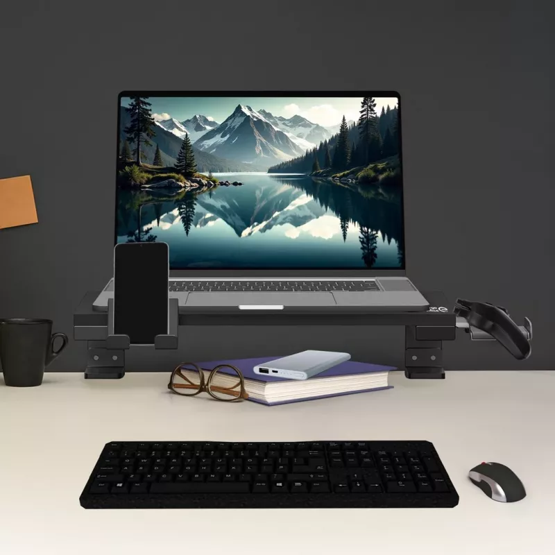 Ergo Office nešiojamojo kompiuterio / monitoriaus stovas, maks. apkrova 20 kg, įstrižainei 13-32, juodas, ER-303 B