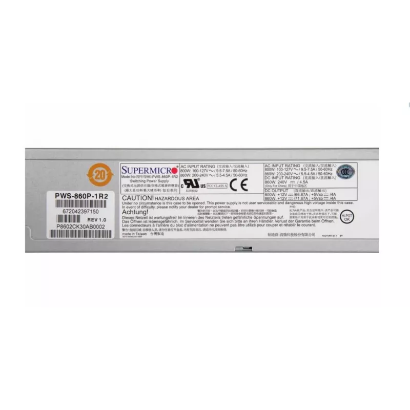 Serverio priedas PSU 860W REDUNDANT/PWS-860P-1R2 Supermicro