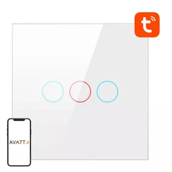 Išmanusis šviesos jungiklis Avatto TS02-EU-W3 WiFi 3 krypčių — sieninis Wi‑Fi jungiklis kelių vietų valdymui
