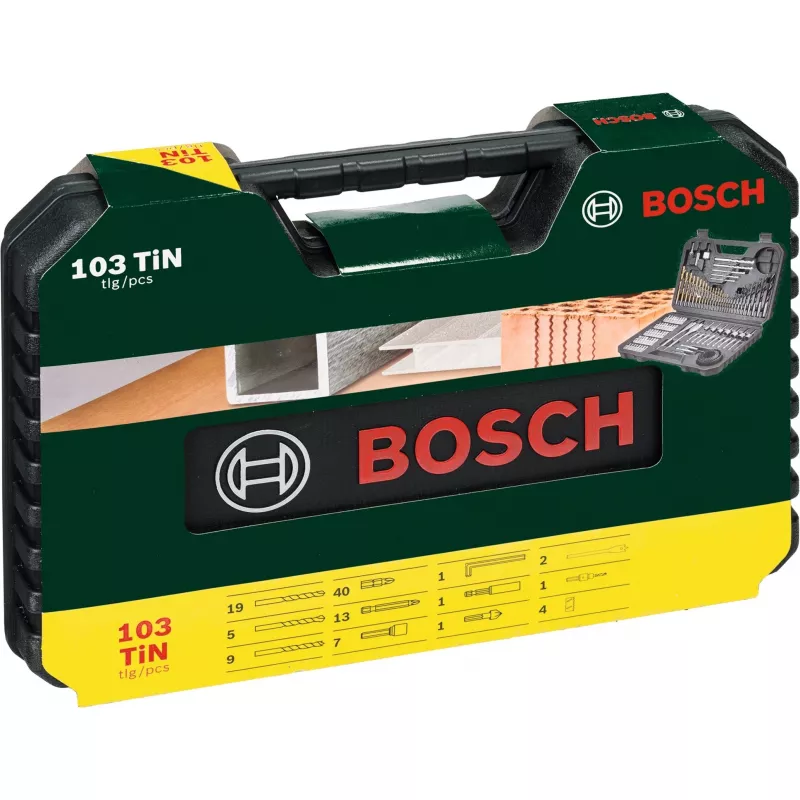 Priedų rinkinys Bosch V-Line 103 vnt. — Bosch 103 dalių grąžtų ir suktuvų priedų rinkinys