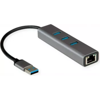 Nešiojamojo kompiuterio dokas ROLINE 12021112 Laidinis USB Type-A Pilkas Ethernet 1000 Mbit/s