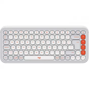 Logitech POP Icon Keys - klaviatūra - belaidė - Bluetooth LE - QWERTY - US International - beveik baltos, oranžinės spalvos (920-013072)