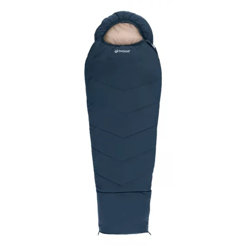 Vaikiškas mumijos formos miegmaišis Outwell Convertible Junior, poliesteris, mėlynas — 1700 mm ilgis, 630 mm plotis, tinka iki 150 cm ūgio