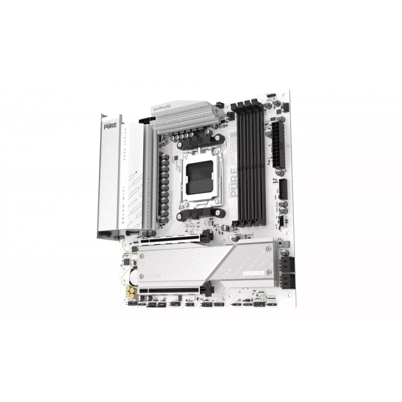 Pagrindinė plokštė Sapphire PURE B850M WIFI Micro ATX — AMD B850, lizdas AM5, DDR5 iki 8000 MHz, 4 DIMM, „Wi‑Fi 6“, 2,5 Gb LAN, 2× M.2, PCIe 5.0 x16