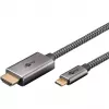 USB pintas adapterio laidas, USB-C kištukas > HDMI kištukas, 4K / 60Hz (juoda/sidabrinė, 2 metrai)