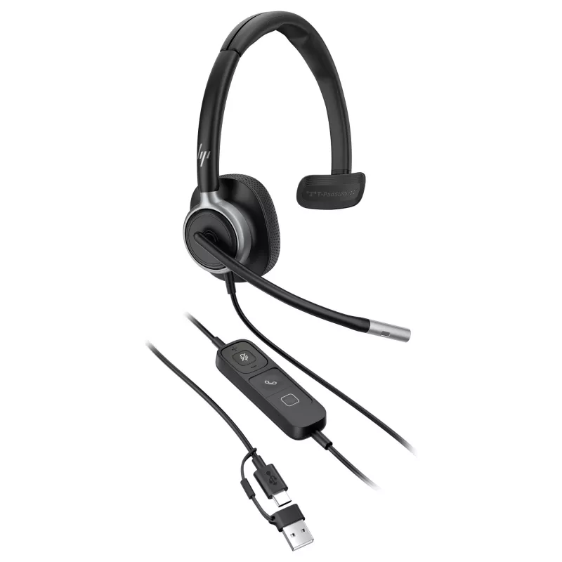 Monauralinės USB laidinės ausinės Poly Mission 615 — svoris 117,5 g