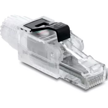 DELOCK RJ45 kištukas, montuojamas vietoje, Cat.6A, neekranuotas, skaidrus/juodas (91127)