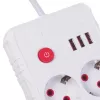 Maitinimo šakotuvas MACLEAN MCE387 W — 2 lizdai, 3×USB A, 110–240 V, 2500 W, 1,5 m kabelis, baltas