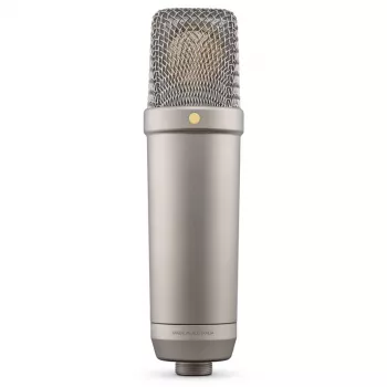 Studijinis kondensatorinis mikrofonas RØDE NT1‑A 5th Gen — kardioidinis, XLR/USB, 24/32 bitų, iki 192 kHz, maks. SPL 142 dB, sidabrinis