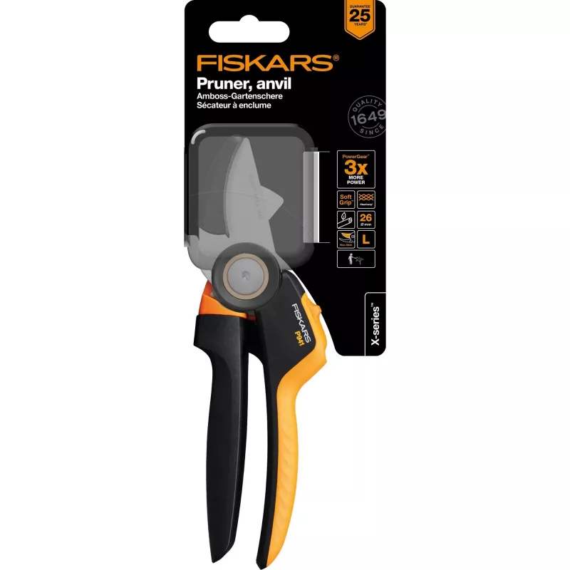 Fiskars X-Series P941 genėjimo žirklės su priekale, juodos, oranžinės