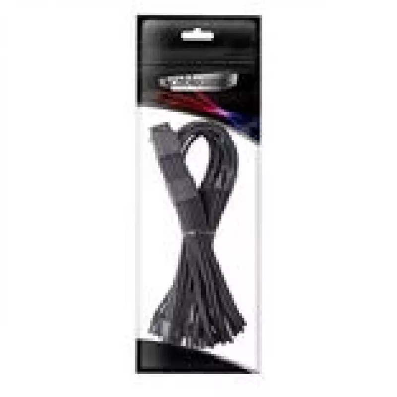 “CableMod C-Series Pro ModMesh 12V-2x6” laidas, aptrauktas, 16 kontaktų į 3x 8 kontaktus, skirtas “Corsair Type 4” ir “Type 3” maitinimo šaltiniams – juodas, 60 cm