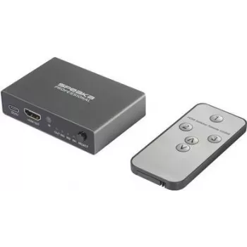 SpeaKa Professional SP-HDS-210 3 prievadų HDMI jungiklis, palaikantis Ultra HD 7680 x 4320 pikselių (SP-10461504)