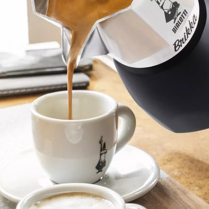 Moka puodas Bialetti Brikka 0,17 l — kaitlentės espreso virimo aparatas, 4 puodeliai, aliuminis, ne indukcinis