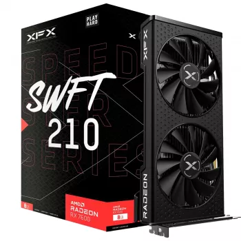 Grafikos plokštė XFX Radeon RX 7600 — 8 GB GDDR6, PCIe 4.0, 128 bitų, 2x DisplayPort 2.1, HDMI 2.1, 2 ventiliatoriai