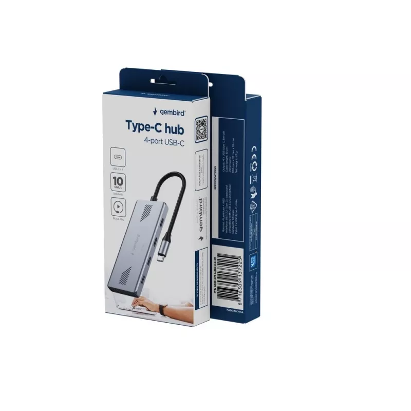 USB-C 3.2 Gen 2 4 prievadų koncentratorius, GEMBIRD UHB-CM-U310-C4-01