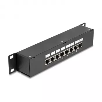 DeLOCK 10 colių jungiamasis skydelis 8 prievadų Cat.6 RJ45 juodas 1U