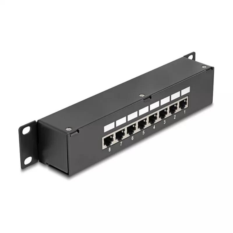 DeLOCK 10 colių jungiamasis skydelis 8 prievadų Cat.6 RJ45 juodas 1U