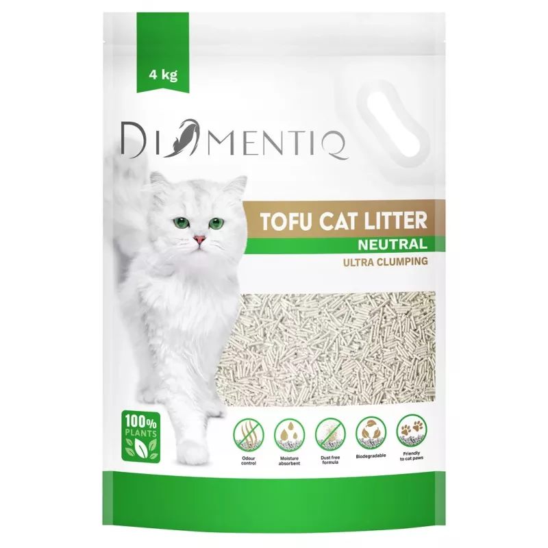 DIAMENTIQ Tofu Neutral Ultra clumping - augalinis kraikas - 4 kg